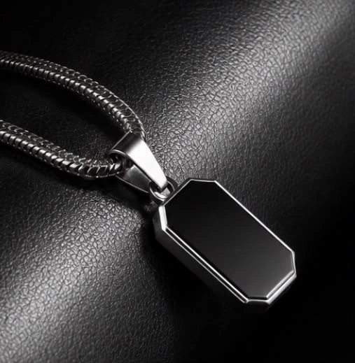 Obsidian Tag Necklace