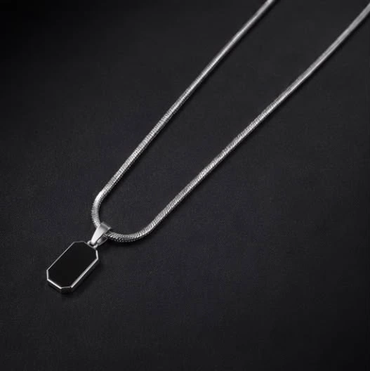 Obsidian Tag Necklace