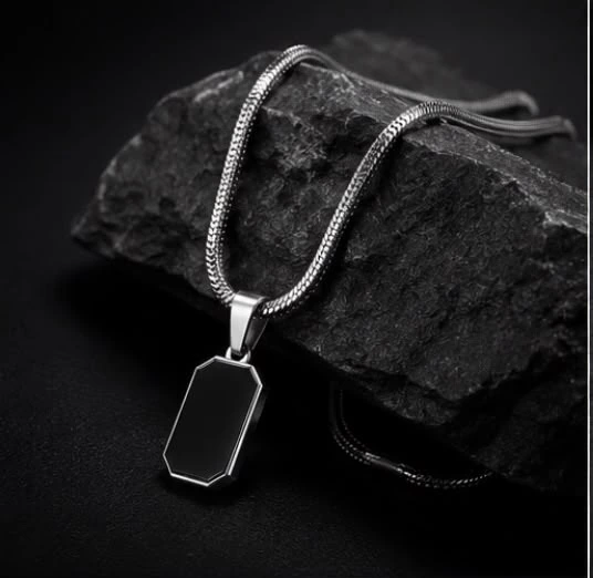 Obsidian Tag Necklace