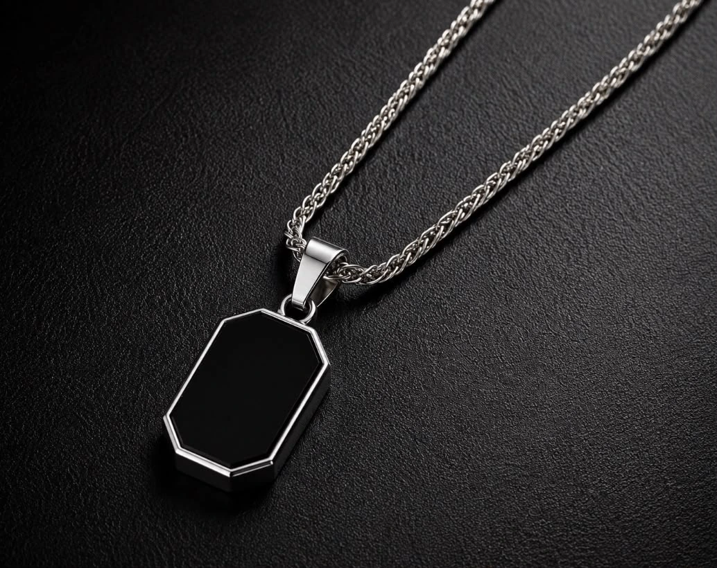 Onyx Edge Pendant Necklace
