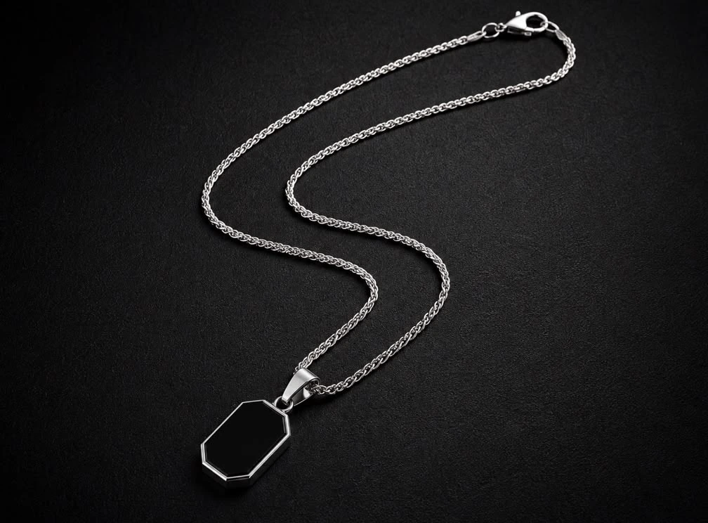 Onyx Edge Pendant Necklace