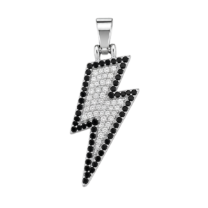 Black Iced Bolt Pendant – Silver