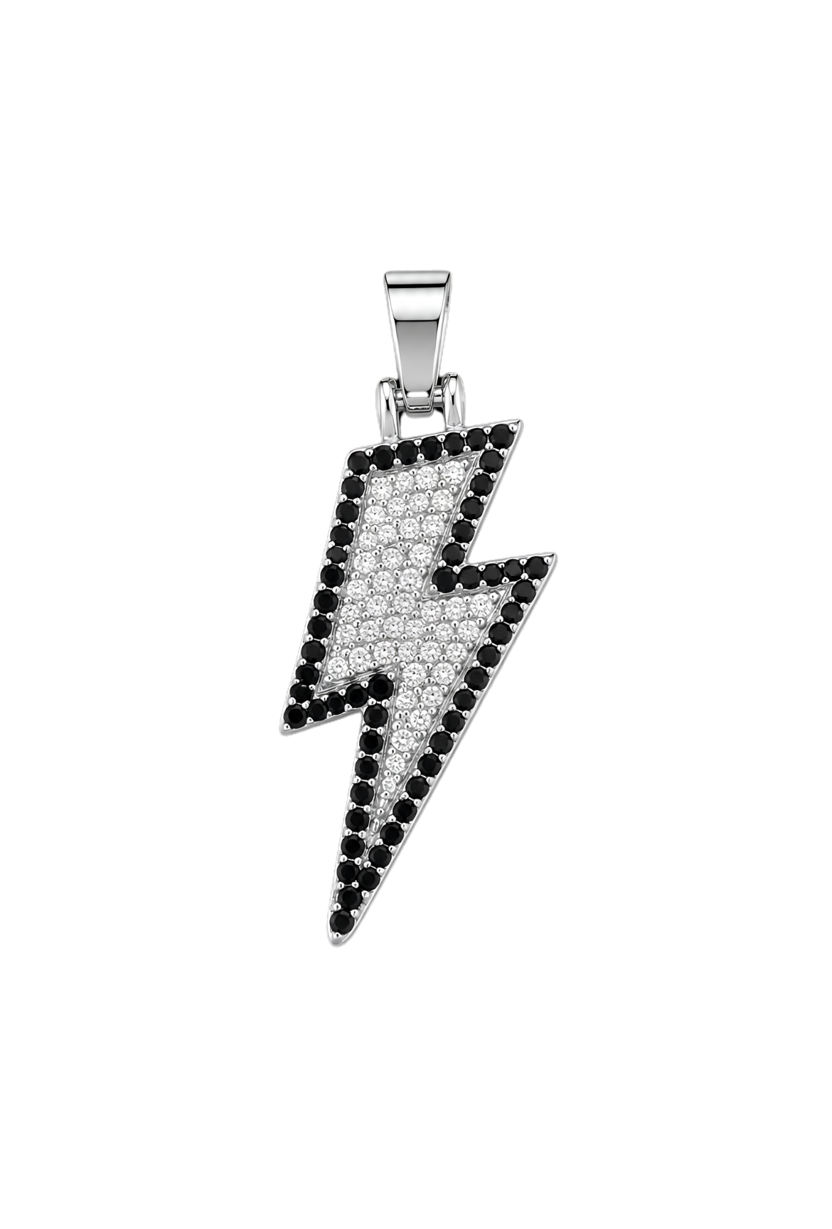 Black Iced Bolt Pendant – Silver